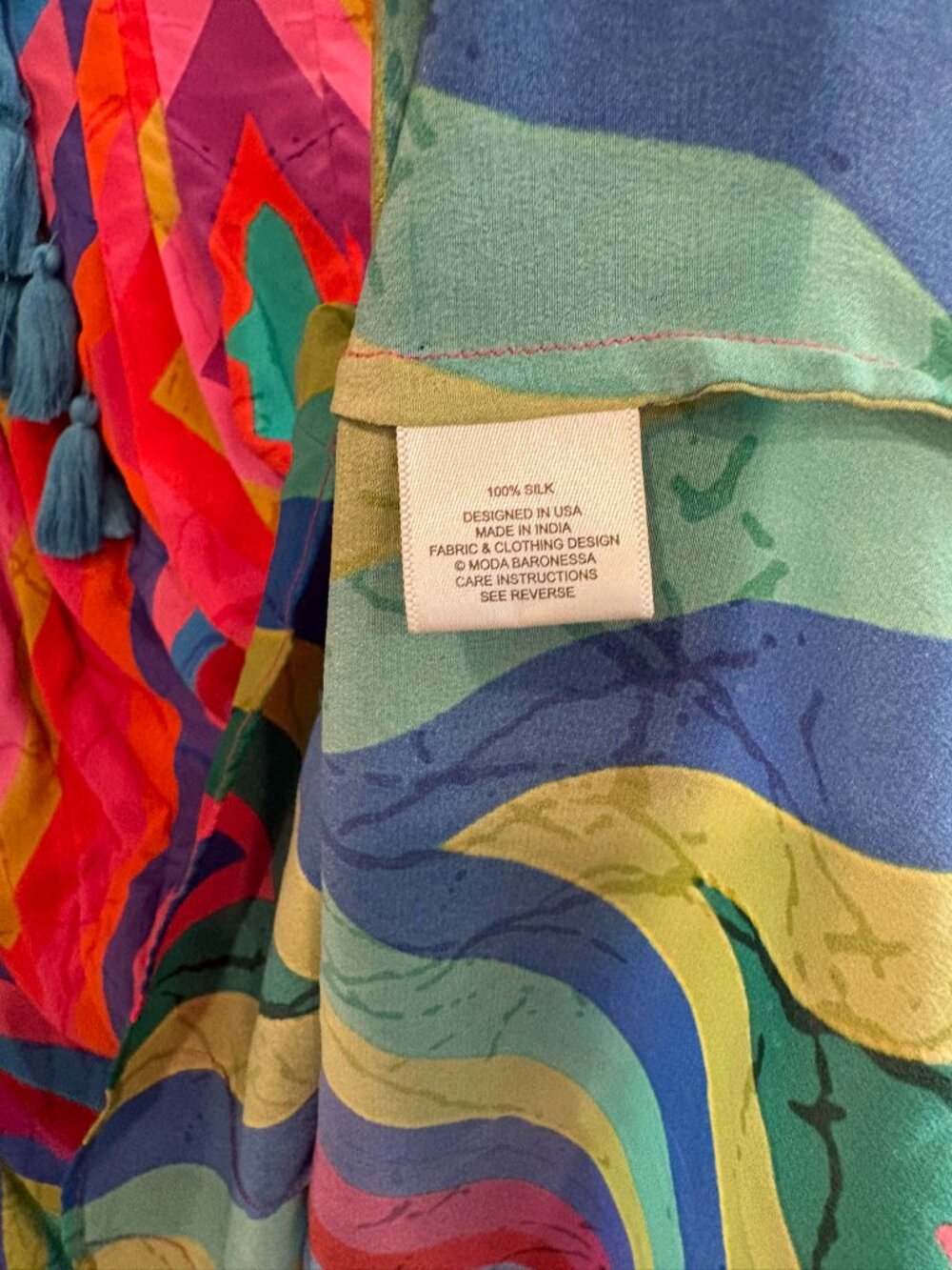 Moda Baronessa Sardinia Ibiza Silk Caftan Swim Cover Up Dress S - Picture 13 of 13